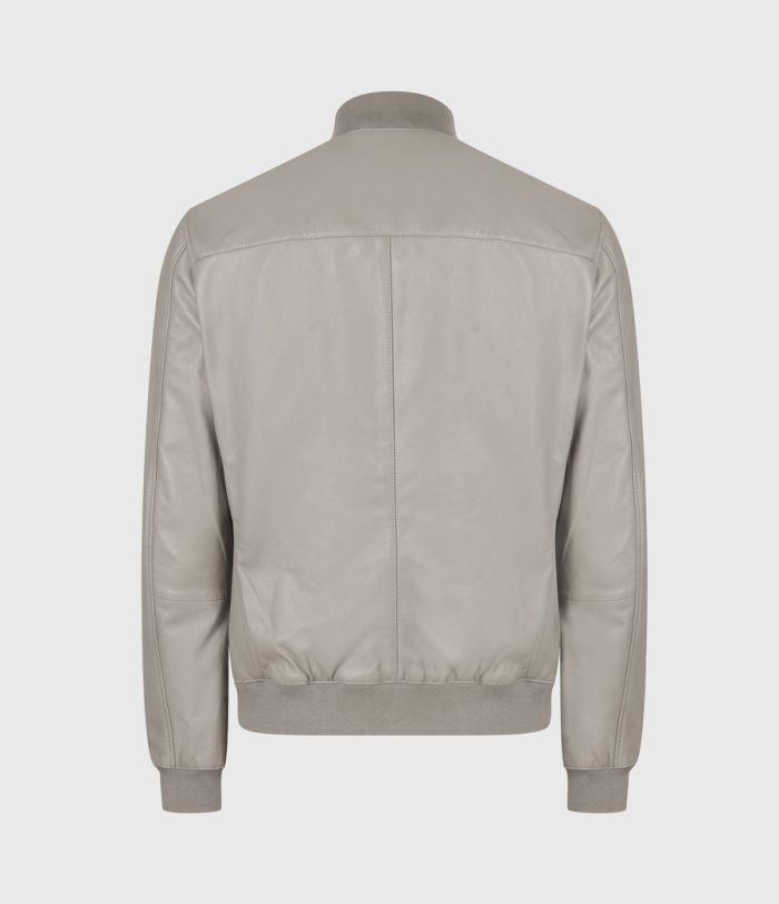 Kiro grey leather bomber jacket for men - Image 4
