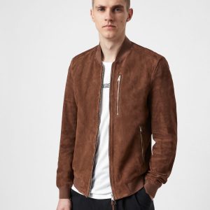 Kemble brown suede bomber jacket for men