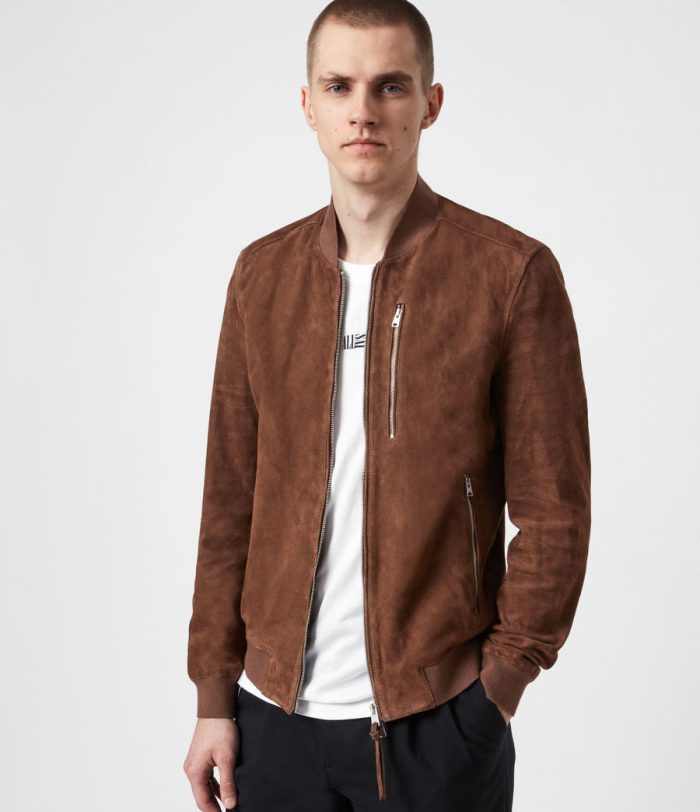 Kemble brown suede bomber jacket for men