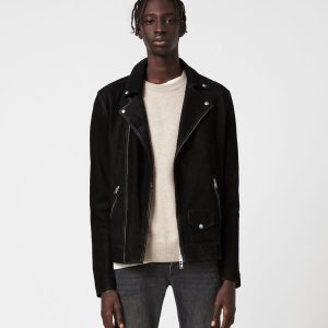 Mauri black leather biker jacket for men