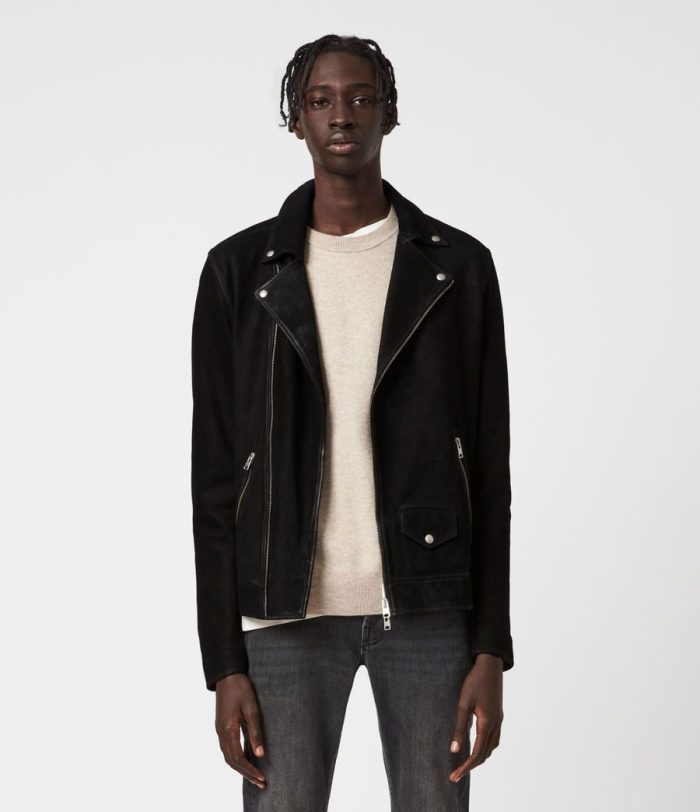 Mauri black leather biker jacket for men