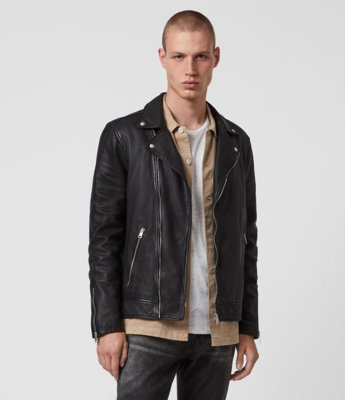 Tyson black leather biker jacket for men