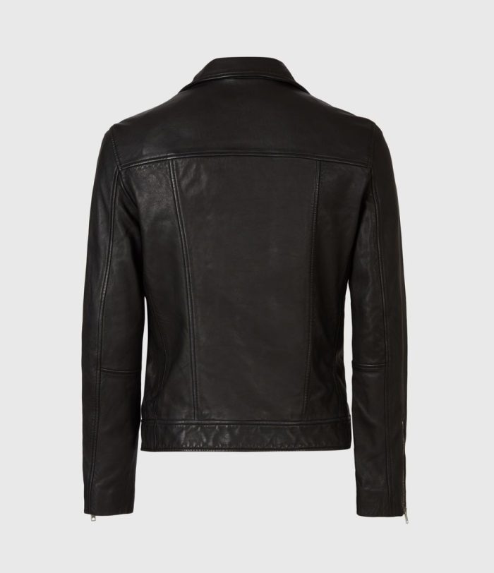 Tyson black leather biker jacket for men - Image 3