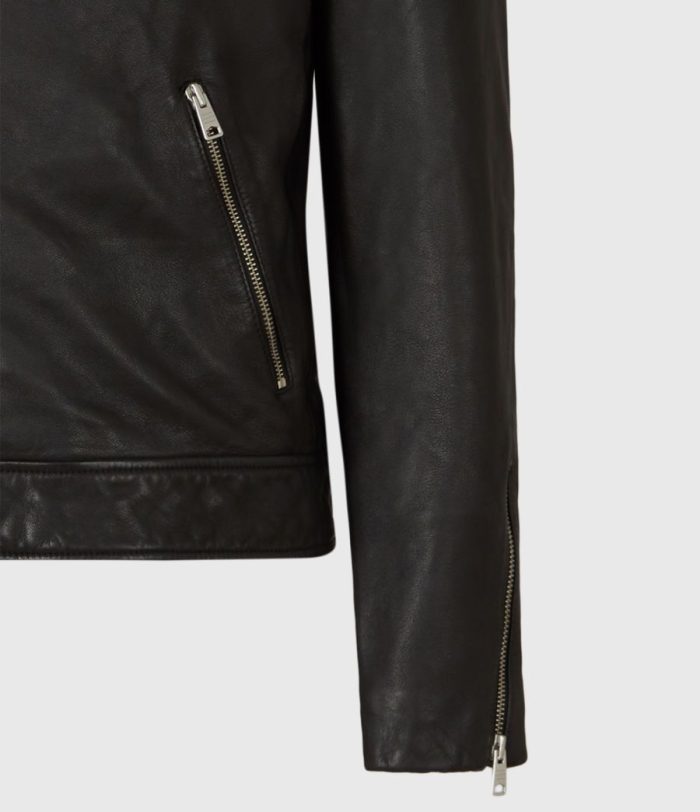 Tyson black leather biker jacket for men - Image 4