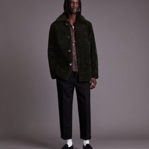 Carter shearling black leather coat for men