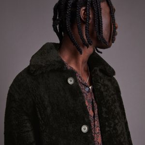 Carter shearling black leather coat for men - Image 4