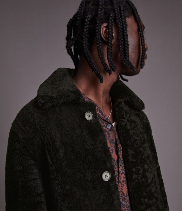 Carter shearling black leather coat for men - Image 4