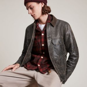 Naru black leather jacket for men