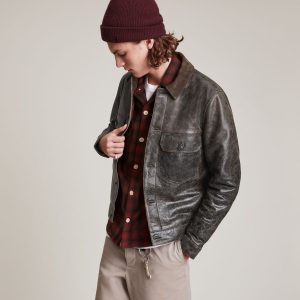 Naru black leather jacket for men - Image 3