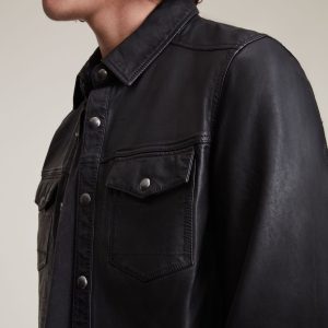 Irwin black leather jacket for men