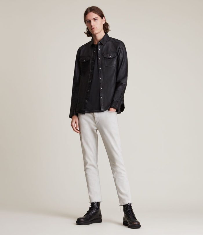 Irwin black leather jacket for men - Image 4