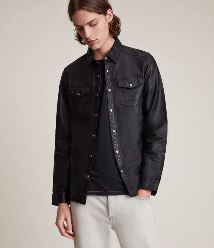 Irwin black leather jacket for men - Image 3