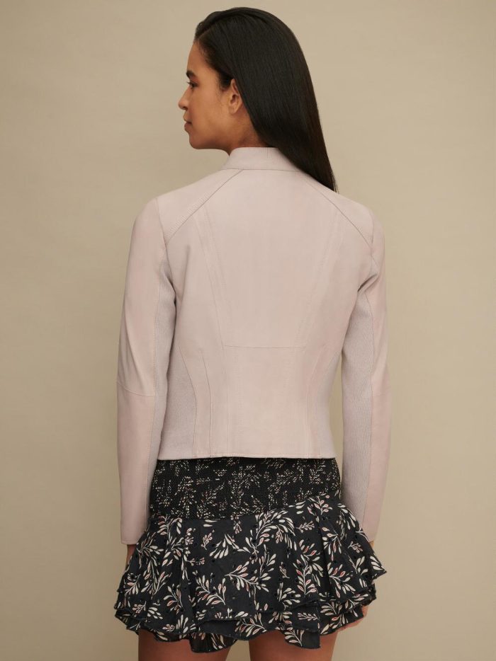 Feather white leather jacket for women - Image 3