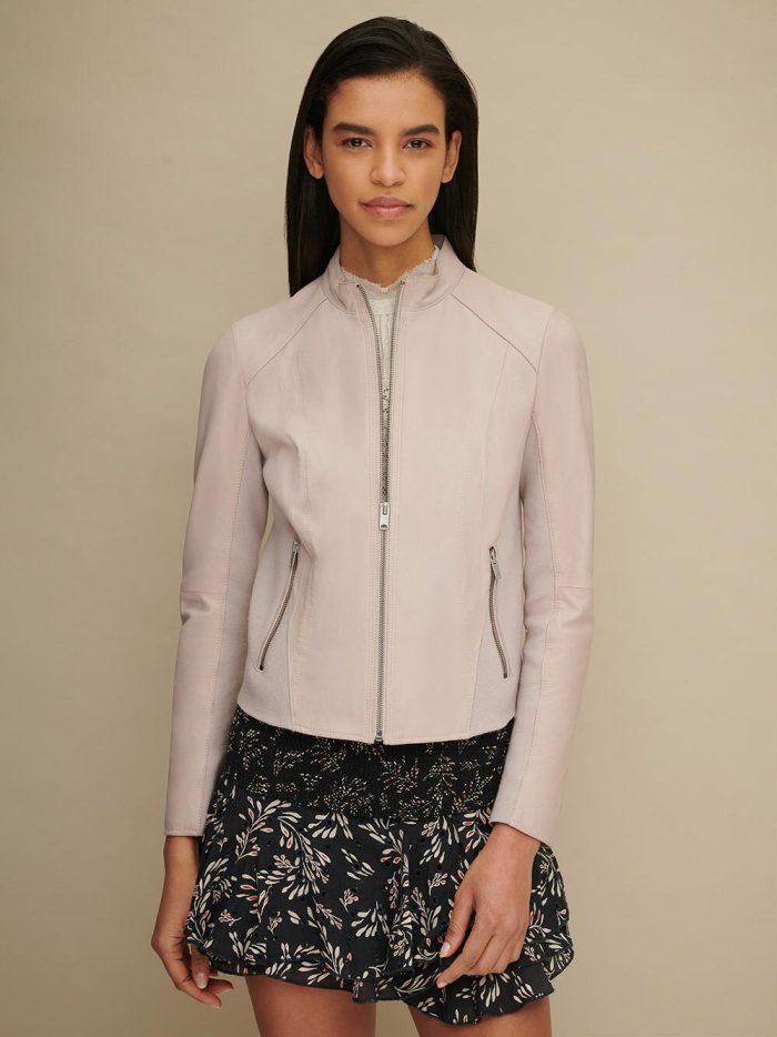 Feather white leather jacket for women - Image 4