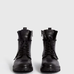 Olin black leather boots for men