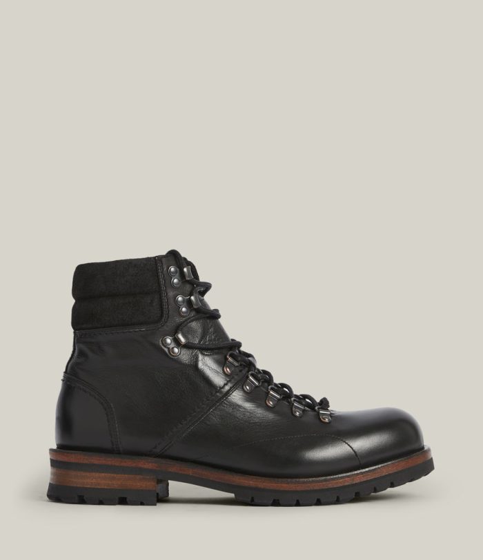 Felton black leather boots for men