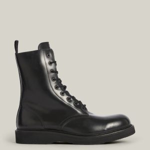 Shaw black leather boots for men