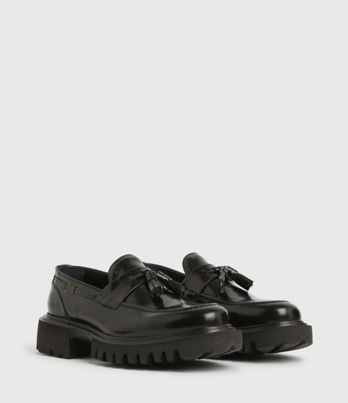 Vine black leather loafers for men - Image 4