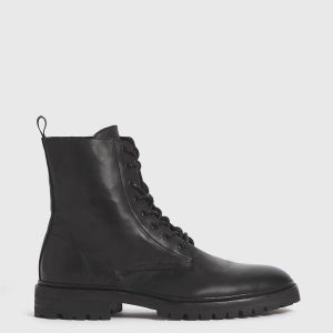 Tobias black leather boots for men