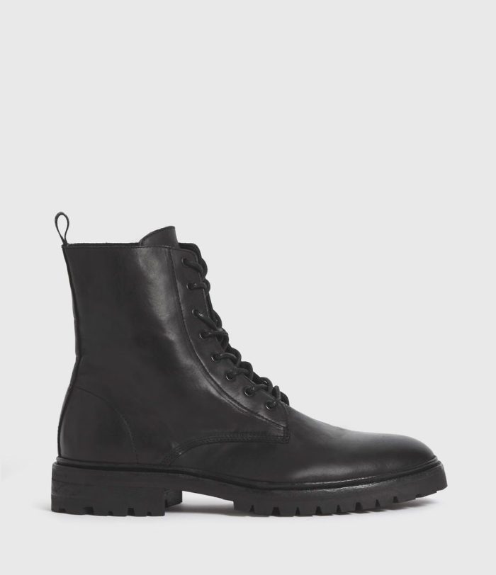 Tobias black leather boots for men