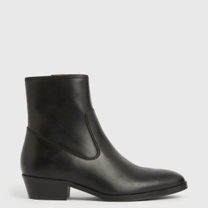 Ridge black leather boots for men