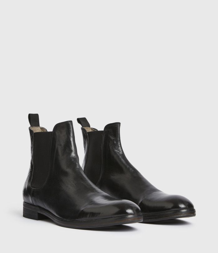 Jesiah black leather boots for men