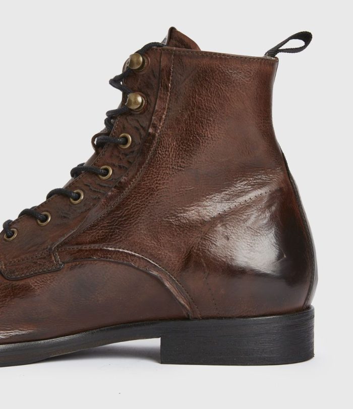 Mikkel brown leather boots for men - Image 4