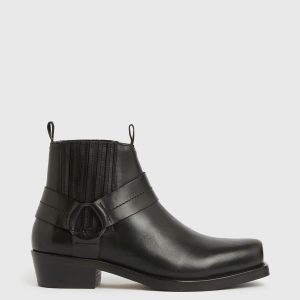 Abbot black leather boots for men