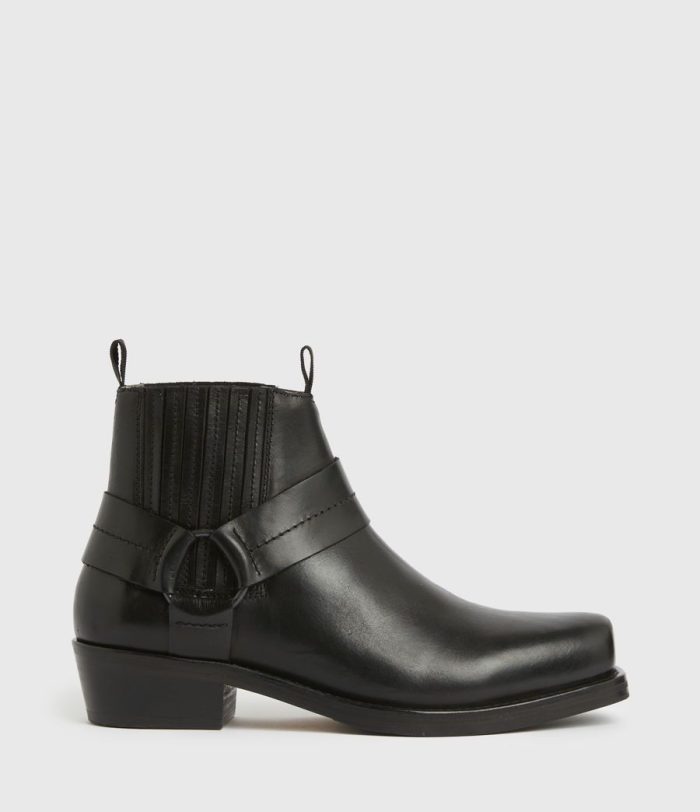 Abbot black leather boots for men