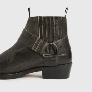 Abbot black leather boots for men