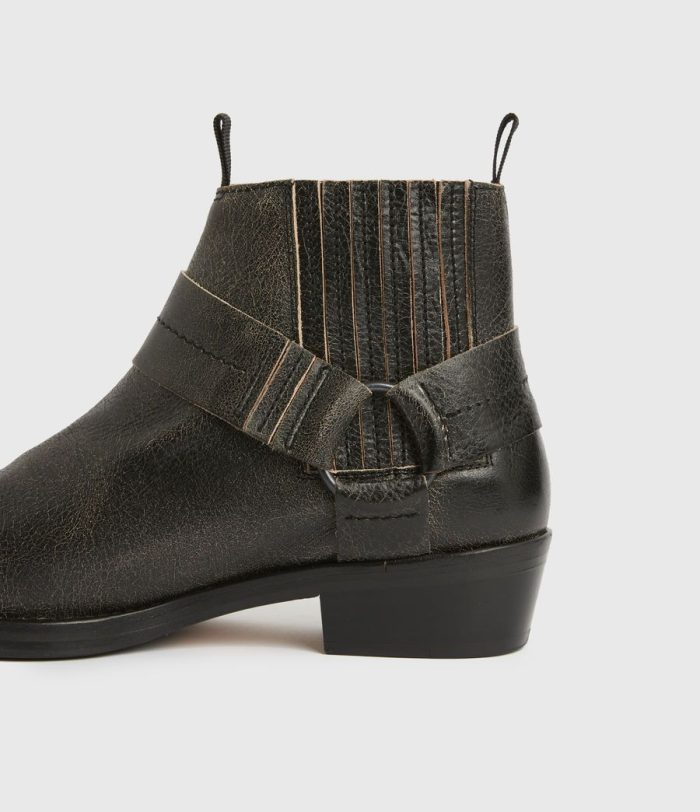Abbot black leather boots for men
