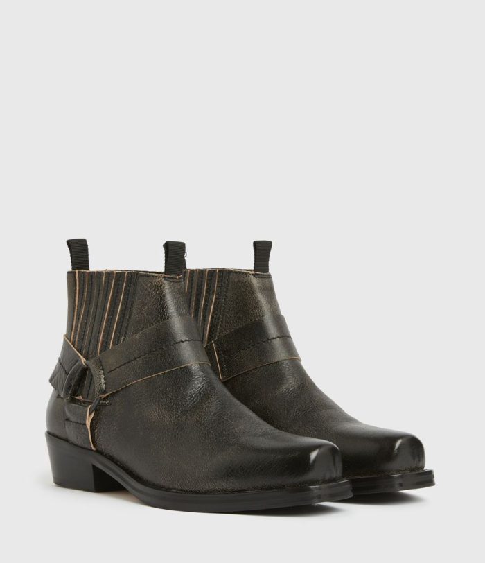Abbot black leather boots for men - Image 4