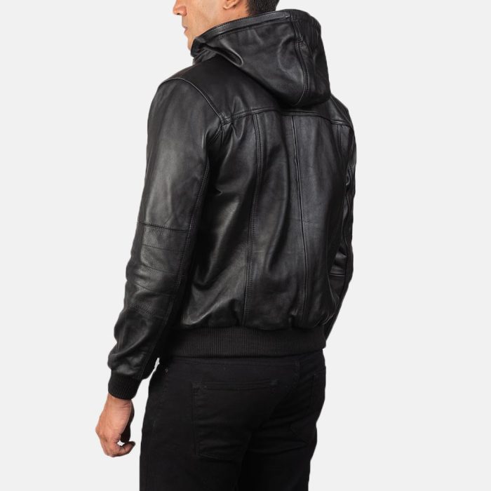 Bouncer biz black leather bomber jacket for men - Image 4