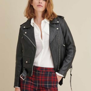 Cleo rider black leather jacket for women