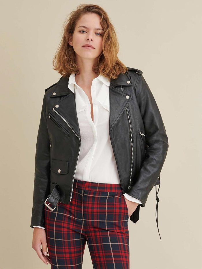 Cleo rider black leather jacket for women