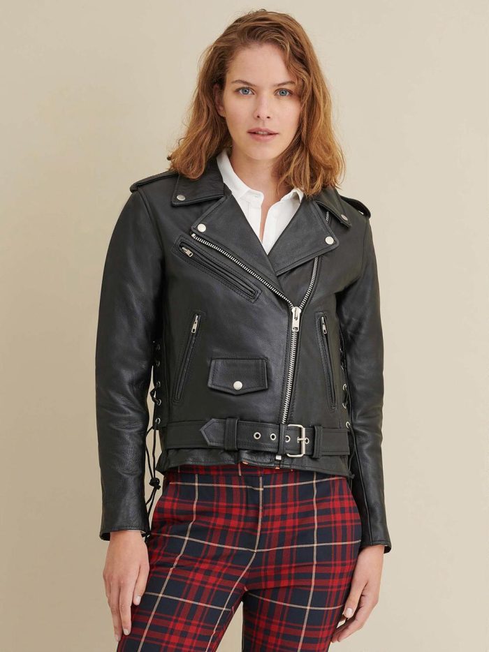 Cleo rider black leather jacket for women - Image 2