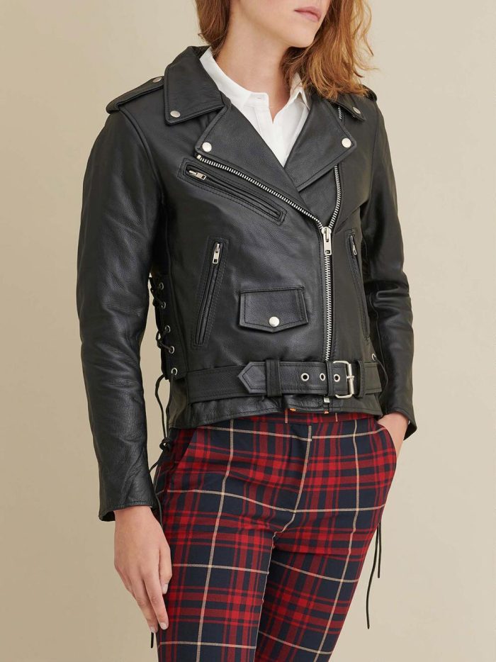 Cleo rider black leather jacket for women - Image 3