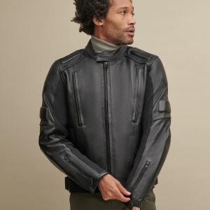 Gary black leather performance jacket for men