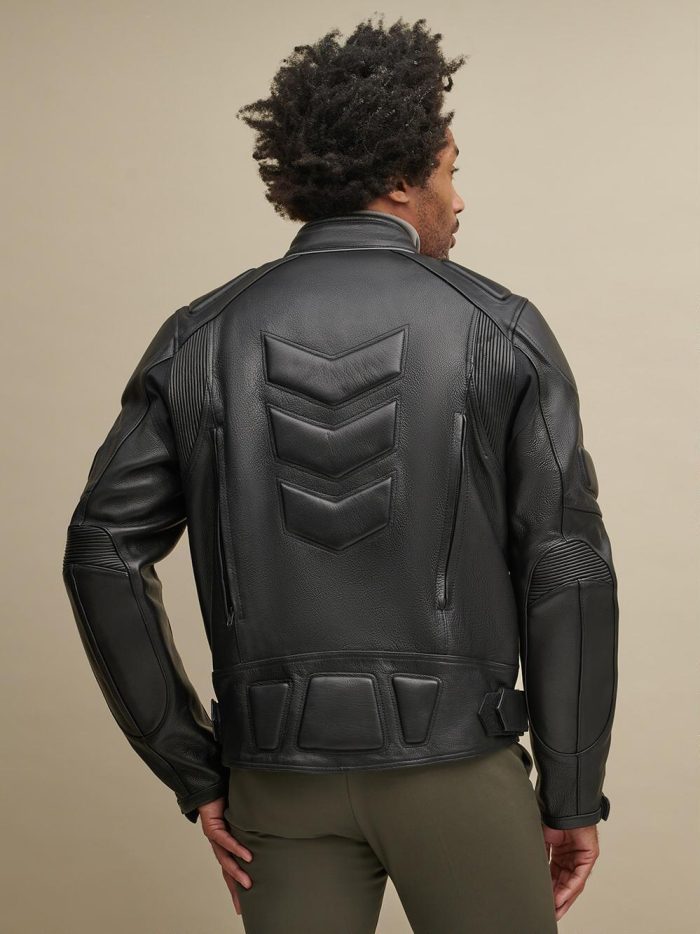 Gary black leather performance jacket for men - Image 4