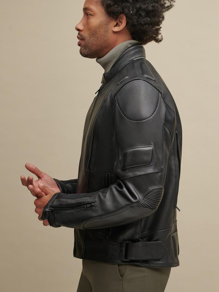 Gary black leather performance jacket for men - Image 3