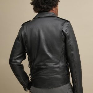 Finn black leather rider jacket with lining for men - Image 4