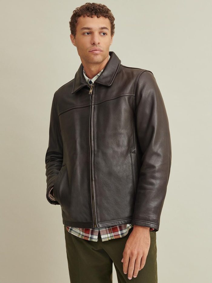 George brown leather jacket with lining for men - Image 2