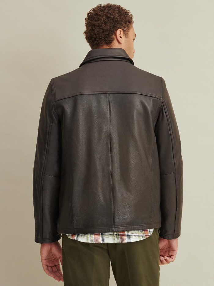George brown leather jacket with lining for men - Image 3