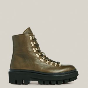 Wanda khaki green leather boots for women