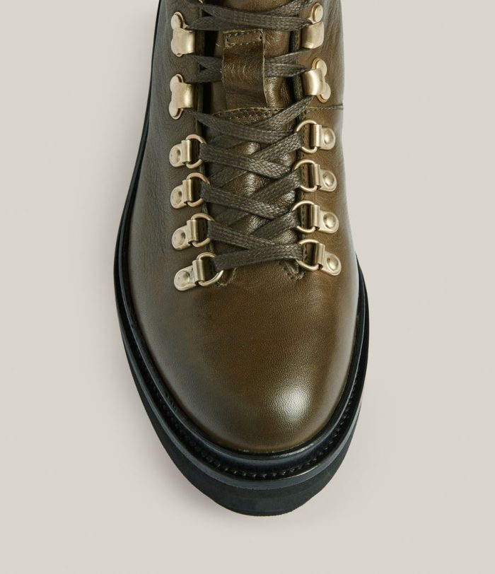 Wanda khaki green leather boots for women - Image 2