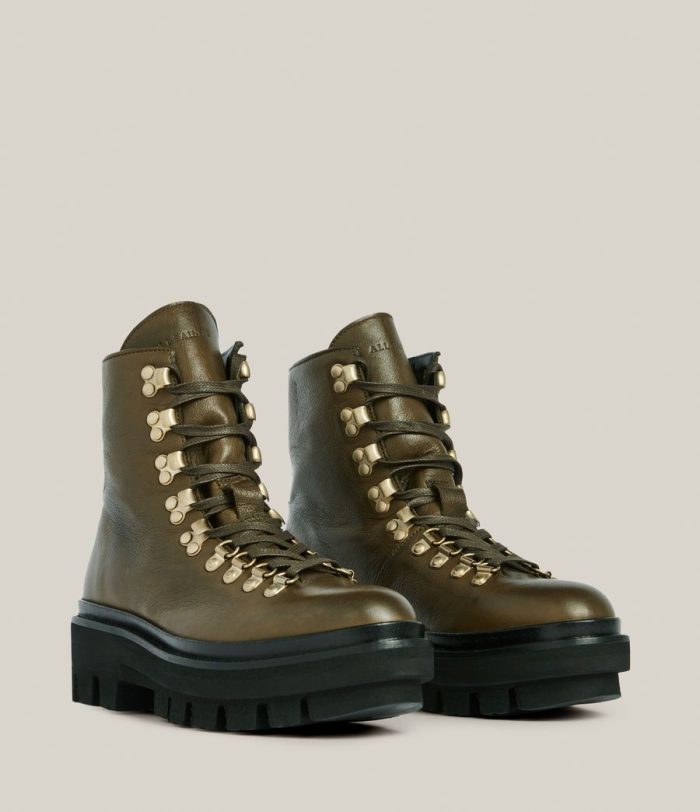 Wanda khaki green leather boots for women - Image 4