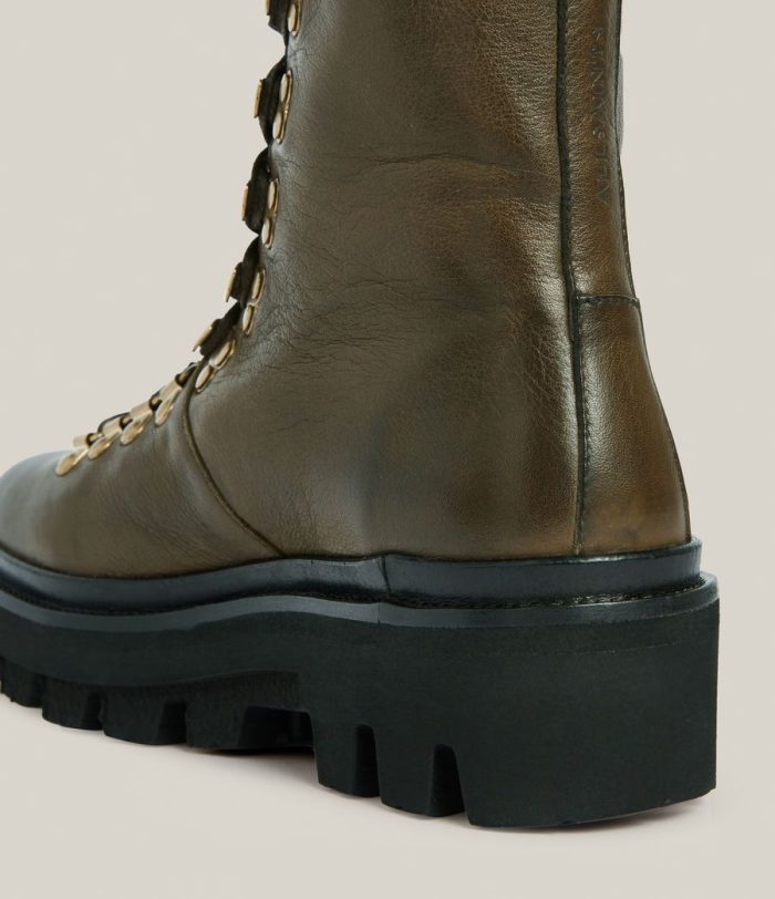Wanda khaki green leather boots for women - Image 3