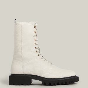 Maren white leather snake boots for women - Image 2