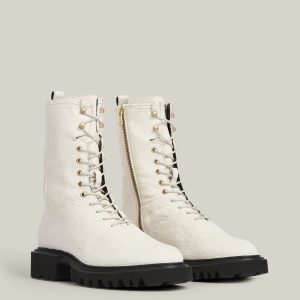 Maren white leather snake boots for women - Image 4