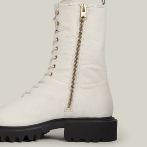 Maren white leather snake boots for women - Image 3
